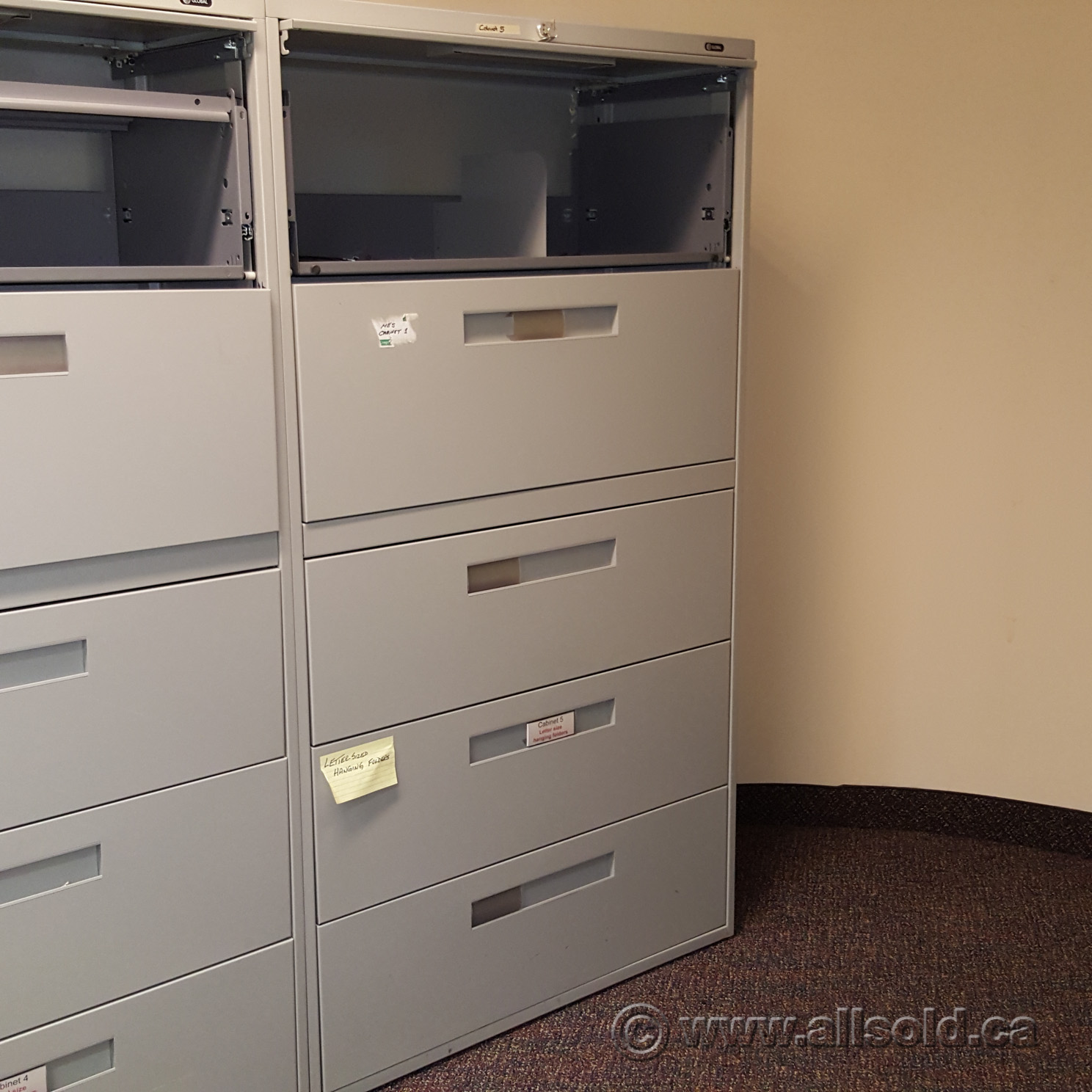 Global Lt Grey 5 Drawer Lateral File Cabinet Locking Allsold Ca